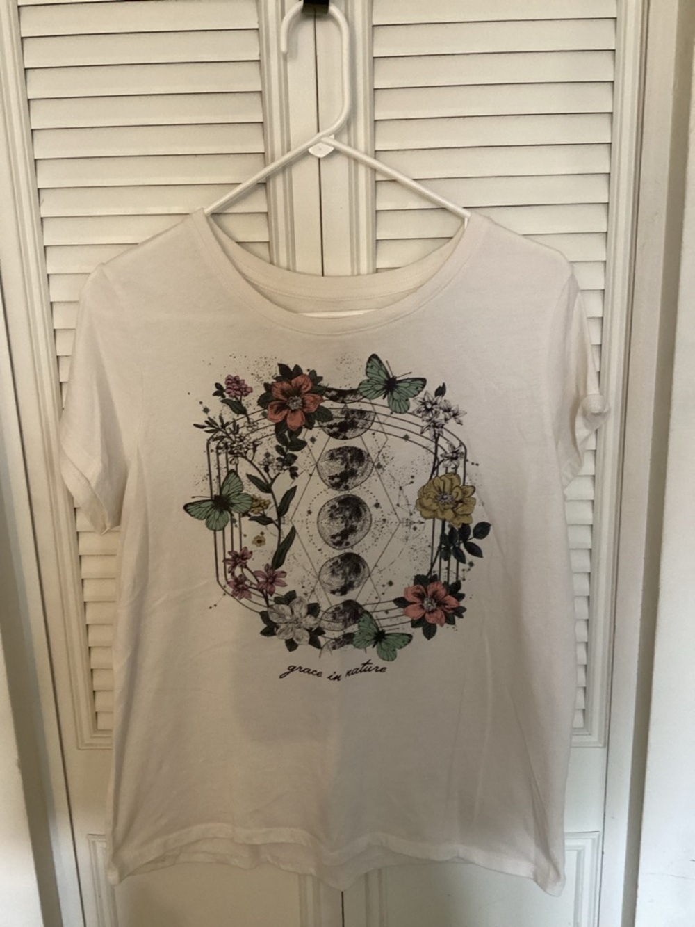 White Floral Butterfly Graphic Tee - Grace in Nature